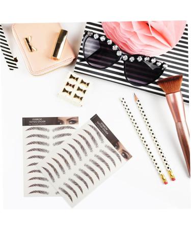OHPHCALL 9 Sheets Waterproof Eyebrow Stickers Quick Makeup Tools False Eyebrows Cosmetics 3d Template Hair 21x14.7cm Brown - Buy Online on GoSupps.com