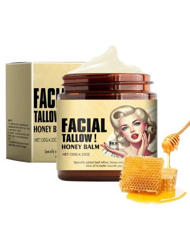 Whipped Beef Tallow and Honey Balm 100% Grass Fed Beef Tallow for Skin Care Tallow Face Moisturizer Unscented Whole Body & Face Moisturizer Suitable for all Skin Types Natural Lotion - (4oz)