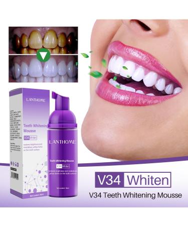 V34 Toothpaste - Teeth Whitening Mousse for Brightening & Neutralizing Yellow Tones - 50ml | International Shipping Available - Buy Online on GoSupps.com
