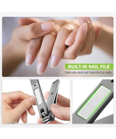 BEZOX Exquisite Nail Clipper Set - 2 Pcs Premium Stainless Steel for Fingernail and Toenail - Sharp and Sturdy Clippers in Light Black - Buy Online on GoSupps.com