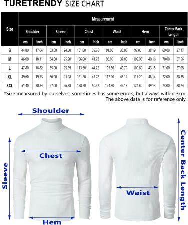TURETRENDY Men's Stretch Muscle Turtleneck Long Sleeve Tee - Small White - Buy Online on GoSupps.com
