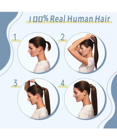 Fshine Balayage Brown Ponytail Extension Real Hair Straight Soft Remy Ponytail Extensions Human Hair Balayage Dark Brown Faded to Maroon Highlight with Dark Brown Extensions 45cm 80g #2/8/2 4.pony#2/8/2 18 inch - Buy Online on GoSupps.com