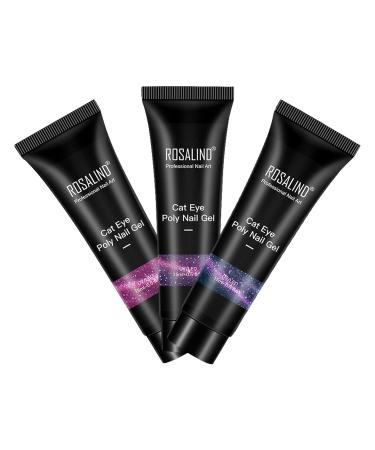 Poly Nail Gel Set - 3 Colors 15ml | Glitter & Cat Eye Nail Extension Gel for French Art Design | DIY Beginner Kit - Buy Online on GoSupps.com