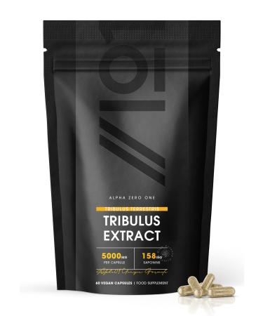 Tribulus Terrestris Extract 5000mg High Strength 95% Saponins Non GMO Gluten Free Halal 60 Vegan Capsules 60 count (Pack of 1)