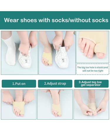 DYKOOK Bunion Corrector & Big Toe Straightener with Heel Strap for Pain Relief - 1 Pair Split Toe Separator for Hallux Valgus Corrector - Non-slip Bunion Protector - Beige (Small) - Buy Online on GoSupps.com