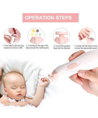 Shop Wadeo Baby Nail File & Scissors Set - Safe Electric Nail Trimmer for Newborns & Kids with LED Light | Manicure Set in Pink - Buy Online on GoSupps.com