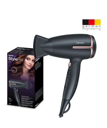 Beurer HC 25 Travel Hair Dryer - Compact Foldable 1600W with Ion Function Dual Voltage (110-240V) - Lightweight & Stylish Black/Ros  - Buy Online on GoSupps.com