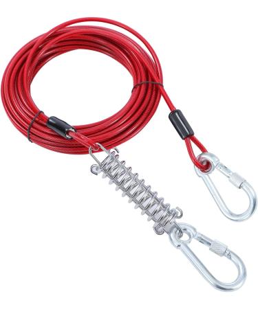 TOPWAY Dog Tie Out Cable 10m/33ft with Shock Absorbing Spring 42cm Spiral Ground Spike Stake Dog Tether Dog Leads for Yard Outdoor Camping Red + Red - Buy Online on GoSupps.com