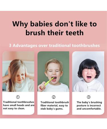 U-Shaped Children's Electric Toothbrush - Soft Pebble Brush Head Cartoon Design Toddler Friendly Includes Mousse 60ml - Pink - Buy Online on GoSupps.com