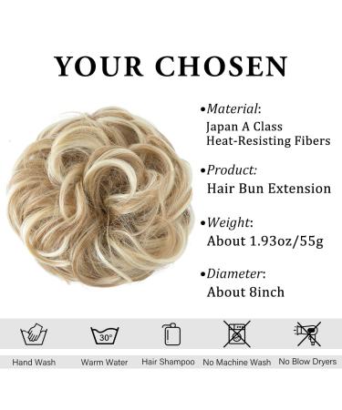Dirty Blonde Wavy Messy Bun Scrunchie | Synthetic Ponytail Hair Extension for Women, Girls, Kids | CJL HAIR - Buy Online on GoSupps.com