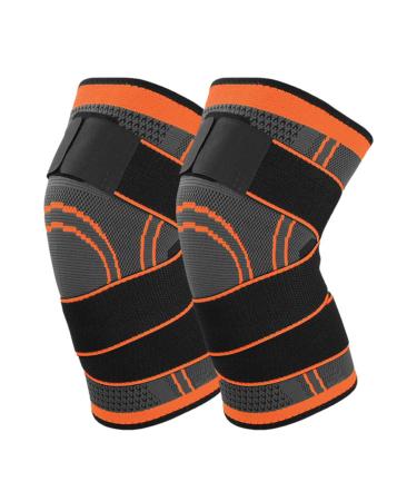 Knee support 2 pieces of sports kneeze with adjustable strap men women's knee sleep for knee pain meniscal tear arthritis tendonal inflammation running climbing weights (orange s) orange s - Buy Online on GoSupps.com