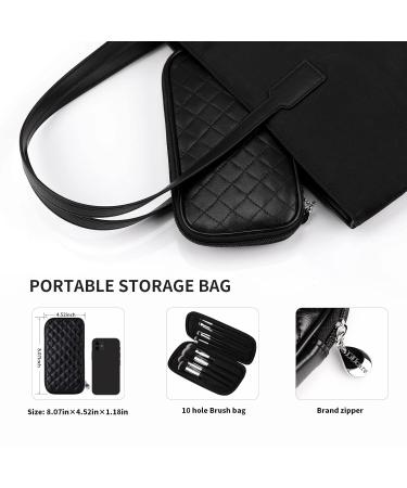 DUcare 10Pcs Travel Makeup Brush Set with Case - Premium Synthetic Kabuki Brushes for Foundation, Blending, and More - Women's Gift Set with Bag - Black - Buy Online on GoSupps.com