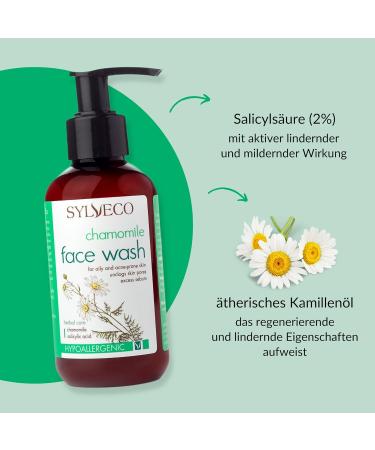 SYLVECO Chamomile Facial Cleansing Gel - For Sensitive Skin - With Salicylic Acid (2%) - Antibacterial Properties - Natural Vegan Cosmetics for Women and Men - Size 150 ml. - Buy Online on GoSupps.com