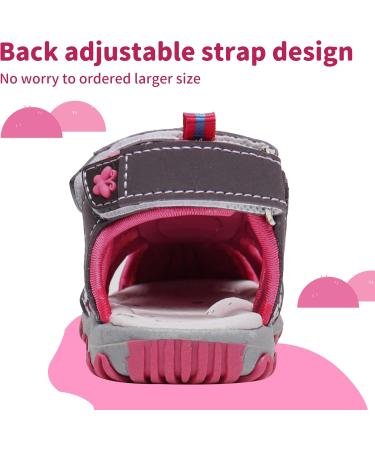 Apakowa Baby Girl Summer Closed Toe Sandals - Athletic Outdoor Hiking & Beach Shoes with Velcro Fastener - Children's Sports Trail Sandals 29 EU Y607 Purple - Buy Online on GoSupps.com