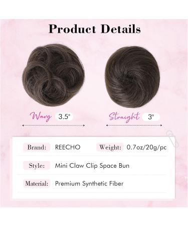 REECHO 2 PCS Mini Claw Clip in Messy & Cat Ears Hair Bun Extensions Wig Accessory Updo Hairpieces for Women Girls (Pack of 2-3" Straight Dark Brown) Pack of 2 - 3" Straight Dark Brown - Buy Online on GoSupps.com