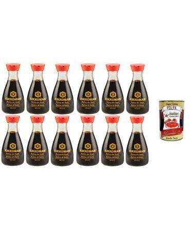 Italian Gourmet E.R. Kikkoman Pack of 12 Natural Fermented Soy Sauces 150ml + Italian Gourmet Polpa 400g