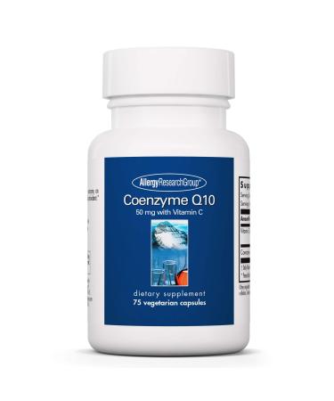 Allergy Research Group Coenzyme Q10 Supplement - with Vitamin C Heart Health CoQ10 50mg Ubiquinol Antioxidant Vegetarian Capsules - 75 Count