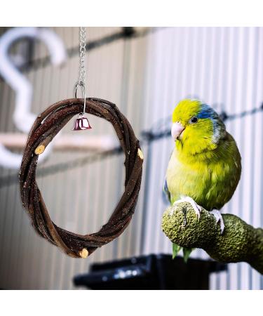 POPETPOP Bird Swing 2 Packs Parrot Swing Wooden Bird Swing Toy with Bell Hanging Swing Ring for Budgie Parakeet Cockatiel - Buy Online on GoSupps.com