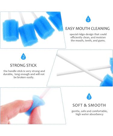 SUPVOX 100 Pcs Disposable Sterile Oral Sponge | Blue Oral Care Hygiene Cotton Sponges for Healthy Mouth - Buy Online on GoSupps.com