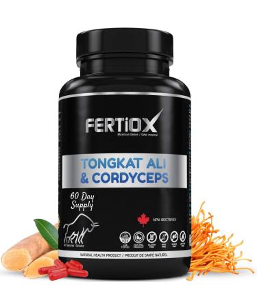 Fertiox Tongkat Ali and Cordyceps Supplement - Premium Raw Extract - 6000mg Tongkat Ali and 3000mg Cordyceps Equivalent I Energy Immunity Vitality Support for Men & Women pure extracted raw ingredients double action ageless max enhancing atp energy supple
