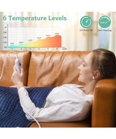 OKK XXX-Large Electric Heating Pad for Back Pain Relief - Moist & Dry Therapy, 6 Heat Levels, Auto Shut Off - King Size Heat Pad for Cramps, Neck, Shoulders - Machine Washable - 33 x 17 Blue - Buy Online on GoSupps.com