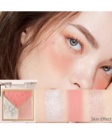 3-in-1 Blush Highlighter Contour Palette - Long-Lasting Matte Blush Glow for Women - Sweat-Resistant Make Up Powder - Natural Look (Color 2) - Buy Online on GoSupps.com
