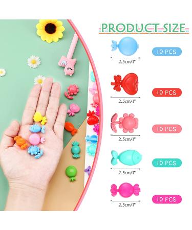 50-Piece Plastic Self Hinge Barrettes for Girls - Colorful 80s 90s Cute Clip Multi Design Hair Pins - Novel Candy Heart Star Shape Accessory - Buy Online on GoSupps.com