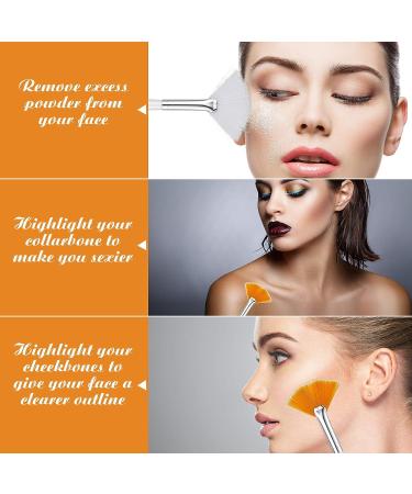 8-Piece Long Handle Fan Facial Brush Set for Makeup Peel - White Orange - Buy Online on GoSupps.com