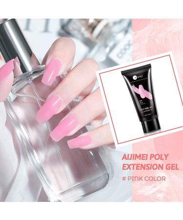AIJIMEI Poly Nail Gel 30ml 1oz Poly Nail Art Gel Art Design Poly Nail Gel Colors Quickly Builder Nails Gel Nail Extension Gel for Nail Art Pink - Buy Online on GoSupps.com