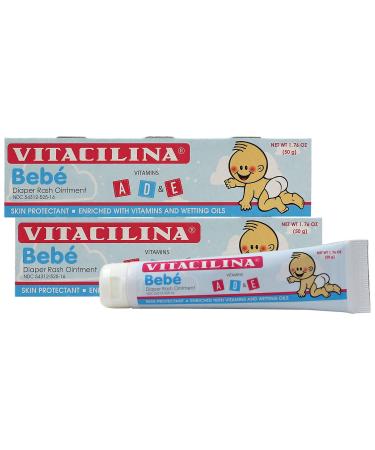 Vitacilina Bebe, Diaper Rash Ointment, Skin Protectant with Vitamins and Wetting oils, Protects Baby's Skin, 2-Pack of 1.76 Oz, 2 Boxes