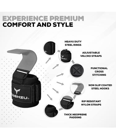 YAGHZU Weight Lifting Hooks for Men and Women - Heavy Duty Straps for Powerlifting & Deadlifts | Padded Wrist Support & Lifting Grips - Grey - Buy Online on GoSupps.com