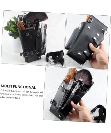 Minkissy 7ST Haircut Storage Bag Case | Organize Scissors & Belts | Leather Hairdressing Bag for Salons | Black 22.5x13.5x5cm | International Shipping - Buy Online on GoSupps.com