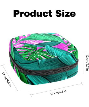 Tropical Green Leaves Portable Menstrual Bag | Stylish Storage for Teens & Women | Zippered Cup Pocket - Buy Online on GoSupps.com