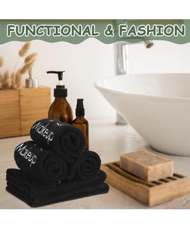 30-Piece Microfiber Makeup Remover Cloths 13x13 Inches - Reusable & Absorbent Towels for Women - Makeup Washcloths with Embroidery - Black - Buy Online on GoSupps.com