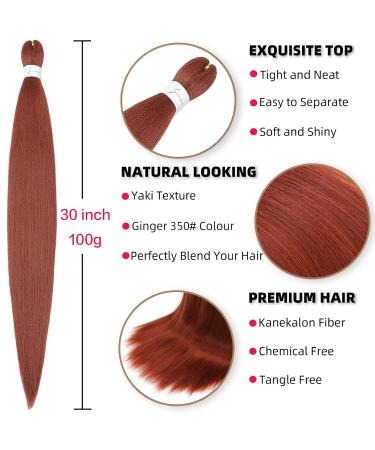 Buy Xusuperb 30 Pre Stretched Braiding Hair - Ginger Color 350# | Soft Yaki Braids Extensions (6 Packs) - International Shipping Available - Buy Online on GoSupps.com