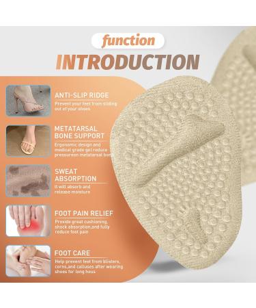 Metatarsal Pads for Women - Comfortable Heel Inserts & Ball of Foot Cushions (4 Pairs Beige) - High Heel Comfort & Anti-Slip Design - Buy Online on GoSupps.com