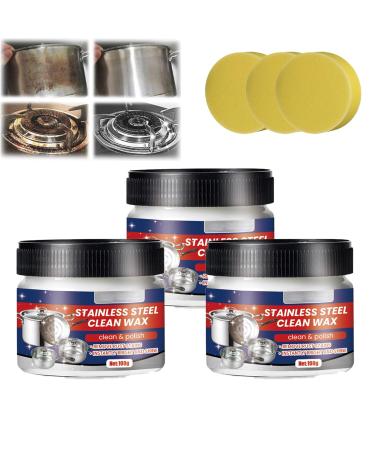 Stainless Steel Clean Wax Magical Nano-Technology Stainless Steel Cleaning Paste Multi-Purpose Powerful Cookware Decontamination Rust Removal (3pcs)
