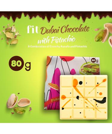  VELAFEE Velafee Dubai Kunafa Pistachio Chocolate Bar (White 80g) Dubai Viral Pistachio Chocolate Bar Made in Dubai Middle Eastern Dessert Emirates Premium Milk Chocolate - Buy Online on GoSupps.com
