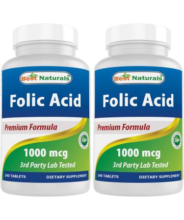 Best Naturals Folic Acid 1000 mcg (Vitamin B9), 240 Tablets (1000 mcg (Pack of 2))