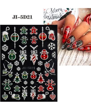 3D Embossed Christmas Nail Art Stickers Decals 5 Sheets 5D Self-Adhesive Snowflake Winter Holiday Nail Supplies Nail Art Design Decoration Accessories - Buy Online on GoSupps.com