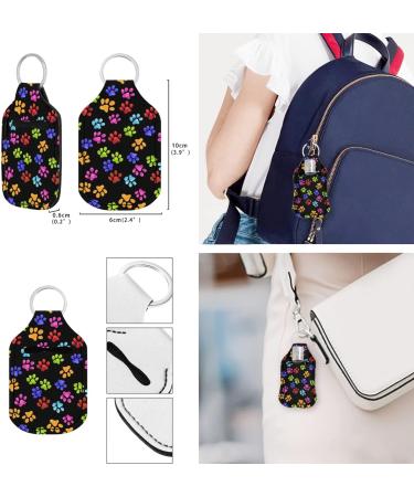 Dreaweet 2 Pack Travel Hand Sanitizer Keychains - Colorful Dog Paws Design | Mini Bottle Holder with Metal Ring for Women & Girls - Buy Online on GoSupps.com