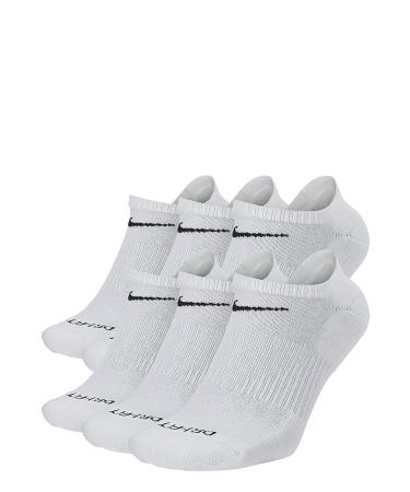 Nike Everyday Plus Cushion No Show 6-PK, White/Black, Large