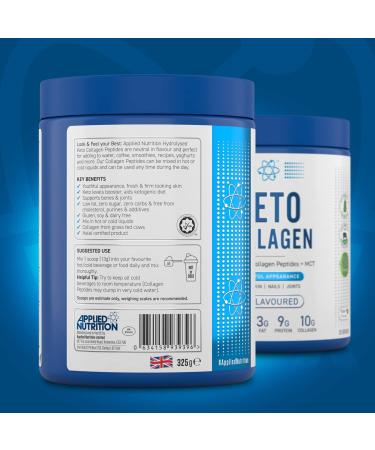 Applied Nutrition Keto Collagen Protein Powder with MCT - 325g, 25 Servings | Zero Sugar & Carbs, Healthy Skin, Hair, Nails | Ketogenic & Paleo Diet Support | Unflavoured - Buy Online on GoSupps.com