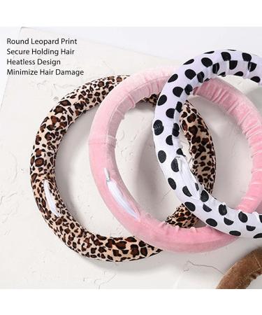 2pcs Round Heatless Curler Dual Use Heatless Curling Rod Headband Round Leopard Print Hair Rollers Styling Tool with 2 Combs - Buy Online on GoSupps.com