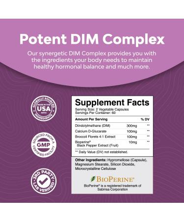 Potent DIM Supplement for Women - Hormone Balance & Menopause Support - 300mg DIM, 120 Count - Buy Online on GoSupps.com