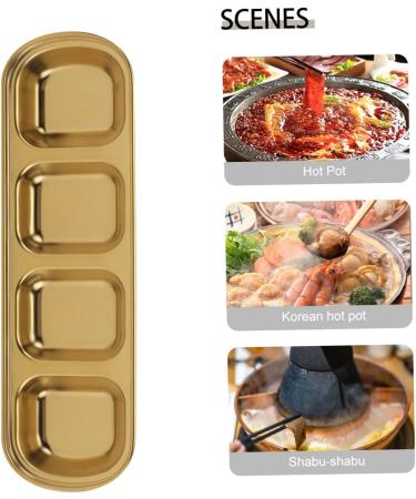 HOMSFOU 1Pc Condiment Dishes Side Seasoning Dish Divided Sauce Dishes dip Dishes Japanese dip Bowls Compartment Appetizer Plate Mini Appetizer Seasoning Dishes Small Sushi Headset hot Pot Gold 26.5x8.1cm - Buy Online on GoSupps.com