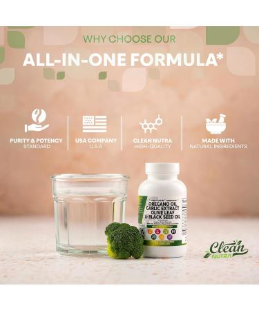 Clean Nutraceuticals Oregano Oil Garlic Extract Olive Leaf Black Seed Oil - Immune Support & Digestive Health Supplement for Women and Men with Vitamin D3 & Zinc - 3Pack - Buy Online on GoSupps.com