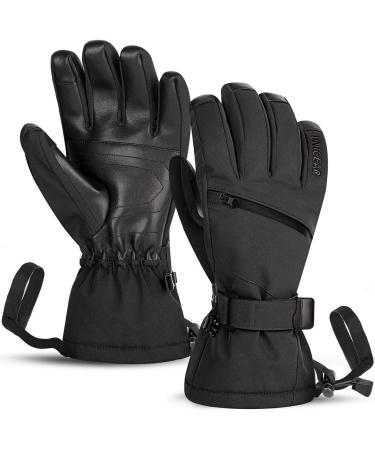 Unigear ski gloves men women waterproof slipproof winter sport gloves for skiing snowboard ice skating xs black