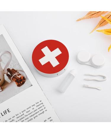 Switzerland Flag Contact Lens Case - Portable Round Storage Box with Mirror for Travel & Daily Use - Buy Online on GoSupps.com