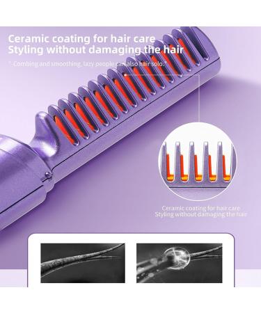 Rechargeable Mini Hair Straightener & Curler - Portable Cordless 2-in-1 Anti-Scald Styling Comb | Travel-Friendly Negative Ion Brush - Buy Online on GoSupps.com